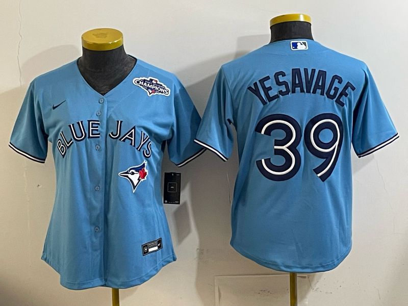 Women 2025 Nike Toronto Blue Jays #39 Yesavage Light Blue Game MLB Jersey 02